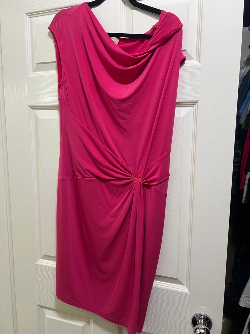 MICHAEL Michael Kors Hot Pink Draped Knot-Front Midi Dress